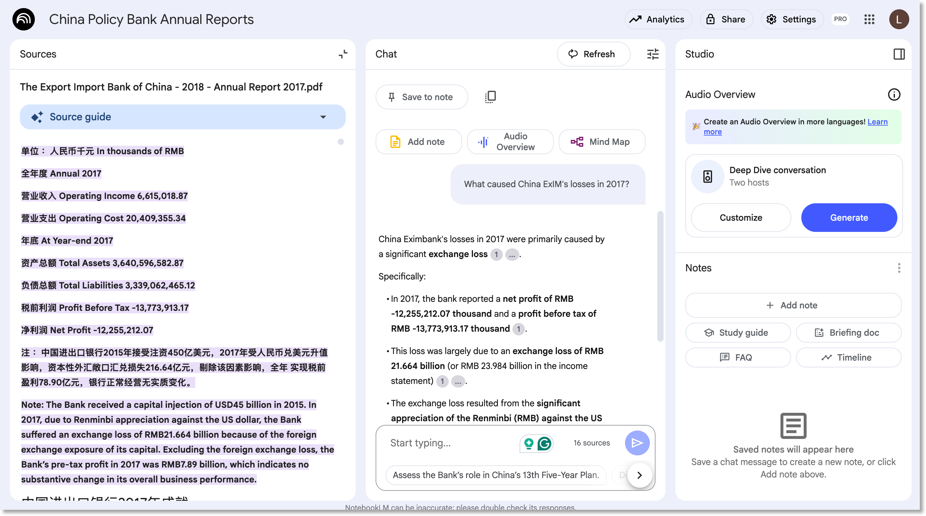 Shows NotebookLM search, the results, and the original text it pulls from